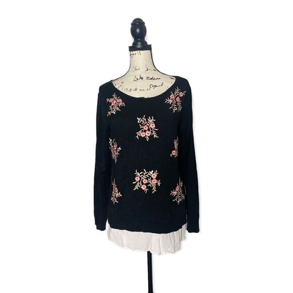 Charter Club SZ L floral print layered sweater - Picture 1 of 4